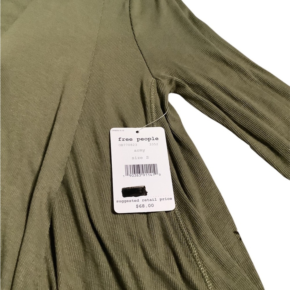 Free people army green long sleeve shirt with open chest - Picture 5 of 7